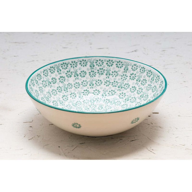 Hand Painted Ceramic Ceramic Serving Bowl, White