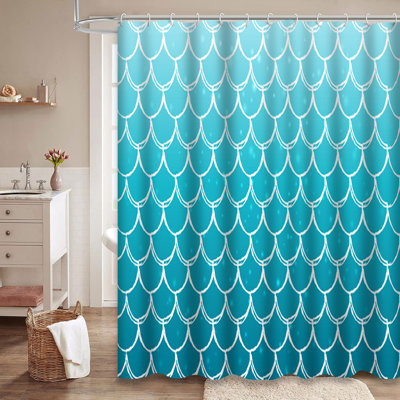 Gradient Mermaid Fish Girl Sea Underwater Shower Curtain with 12 Hooks