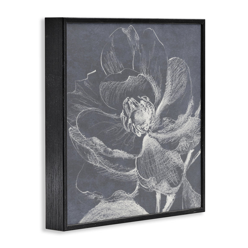 «Magnolia Sketch Impression», estampe numérique encadrée par Lanie Loreth, Giclée encadrée noir minuit, H 17 po x l 17 po