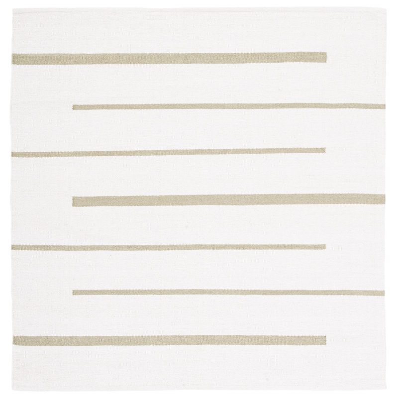 Tapis rayé en coton tissé à la main Estréf, Carré 6 pi