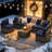 14 Pcs Outdoor Cushion Slipcovers All-Weather Patio Cushion Covers For Outdoor Furniture, Covers Only-1151527072