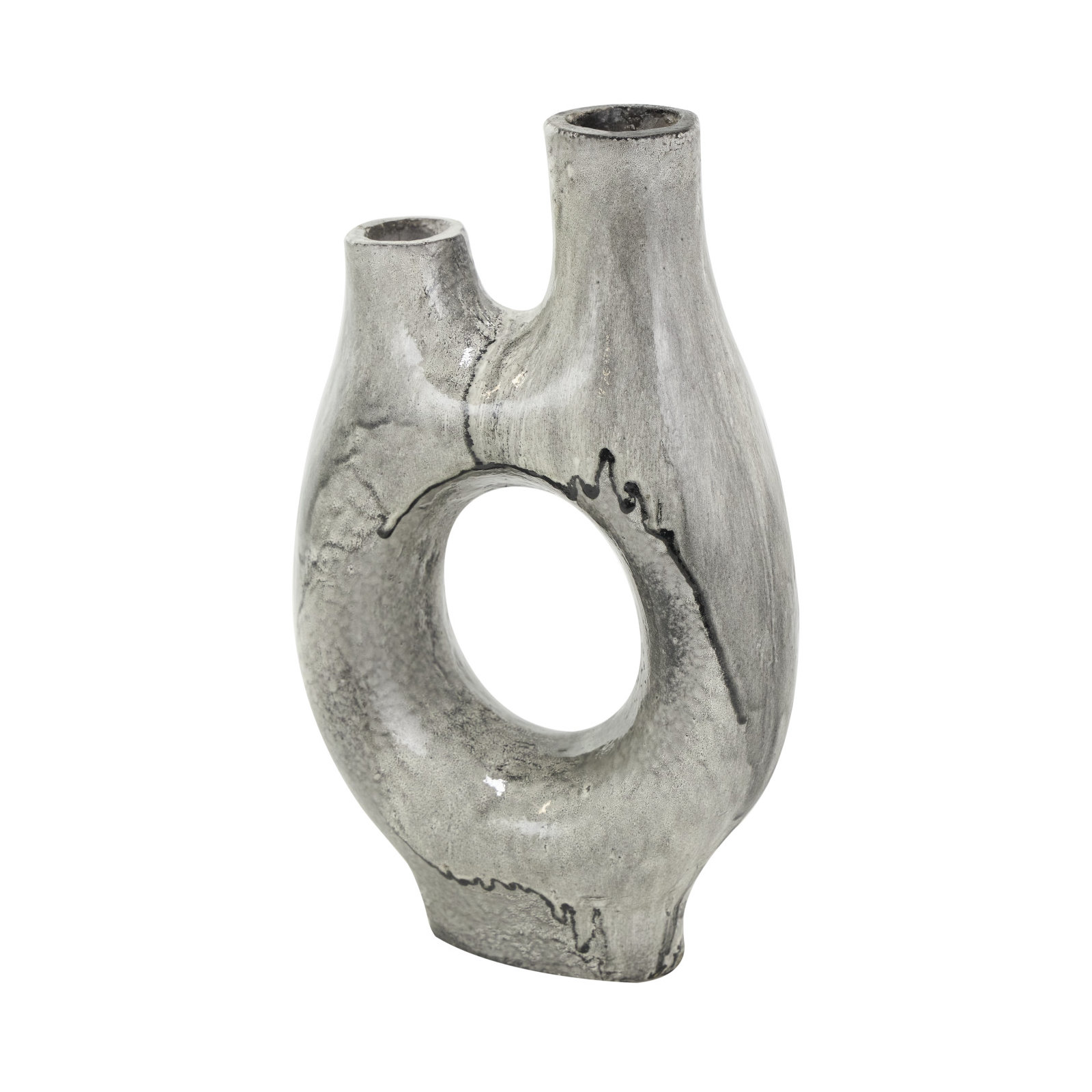 Kimona Earthenware Table Vase, 13.5" H 7.85" W x 3.55" D
