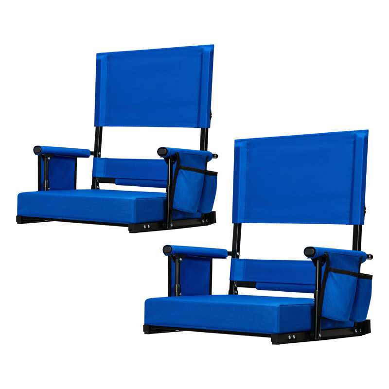 Sièges de stade à hauteur réglable avec dossier haut et coussin (ensemble de 2), Bleu, 2