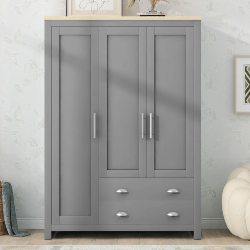 Armoire de rangement à 3 portes avec armoires et 2 tringles de suspension Grossman