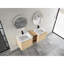 Meuble-lavabo mural 60 po avec tablettes de rangement, lavabo en céramique, 2 portes à fermeture en douceur, contreplaqué, emballage Kd, chêne américain blanc contemporain