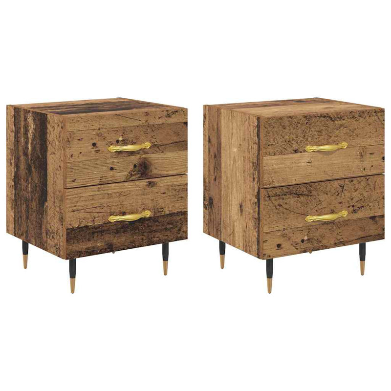 Bedside Cabinet With Drawer 2 Pcs 40 X 35 X 47.5 Cm, Old Wood