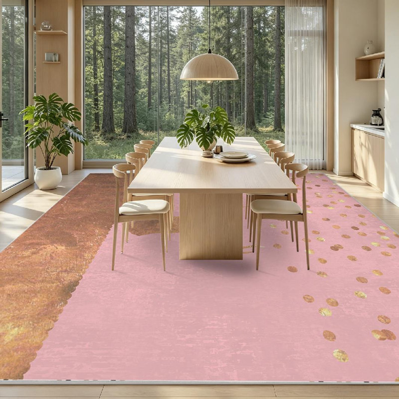 Tapis d'intérieur doré à motif de cerfs confettis lavable à la machine, Rectangle 79 po x 118 po