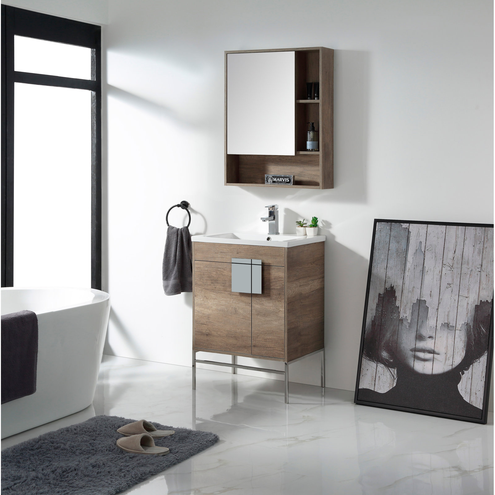 Maisie 24'' Single Bathroom Vanity, Polished Chrome, Gray