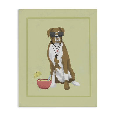 Boxer Beach Day, toile par Sadie Harper