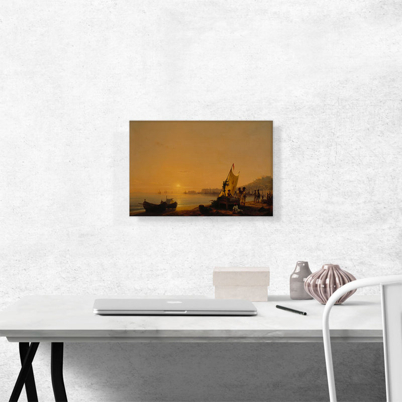 «The Bay of Naples 1844» par Ivan Aivazovsky, reproduction d'art sur toile tendue, H 12 po x l 18 po x P 1,5 po