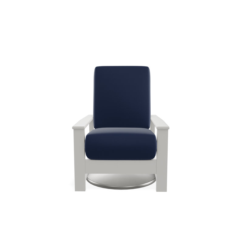 Leeward Polymer Outdoor Lounge Chair, Snow, Canvas Navy Sunbrella® Canvas