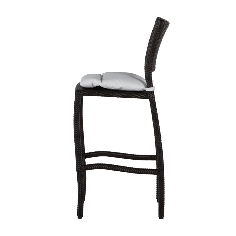 Skye 30" Patio Bar Stool with Cushion, Oyster, Dove Sunbrella® Linen, Welt