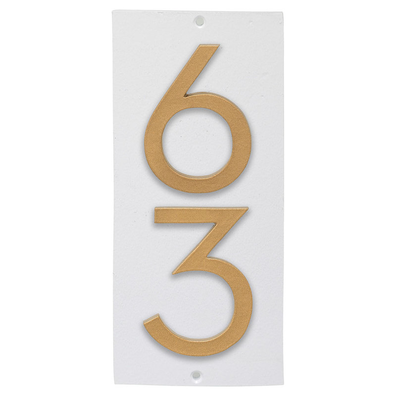 Plaque murale rectangulaire verticale flottante 6 po, Blanc / doré, Oui