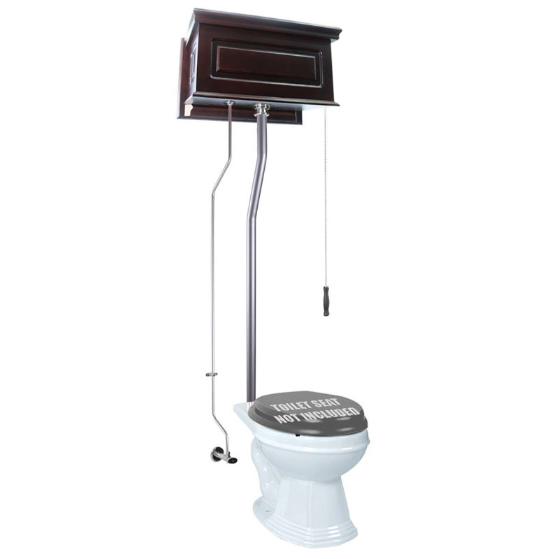 Elongated Wall Hung Toilet (Seat Not Included), Dark Oak/White/Chrome