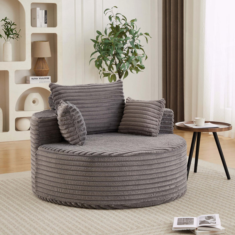 Canapé en éponge Corduroy, H 33,5 po x l 50 po x P 50 po, Velours côtelé gris