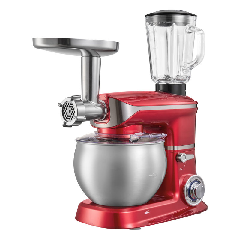 6.3 Qt 3-in-1 Tilt-Head Stand Mixer, 400W Electric Kitchen Mixer with Stainless Steel Bowl, Includes Meat Grinder, Blender Attachments, Dough Hook, Whisk, and Beater