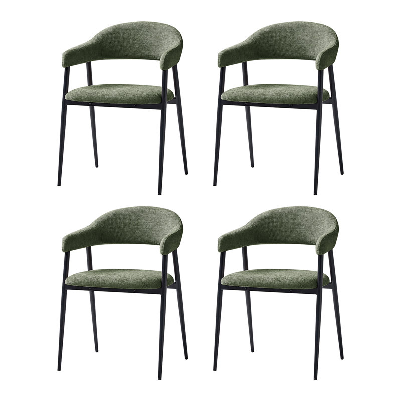 Remedios Modern Dinning Chair With Metal Legs (Set Of 4), 4, Moss