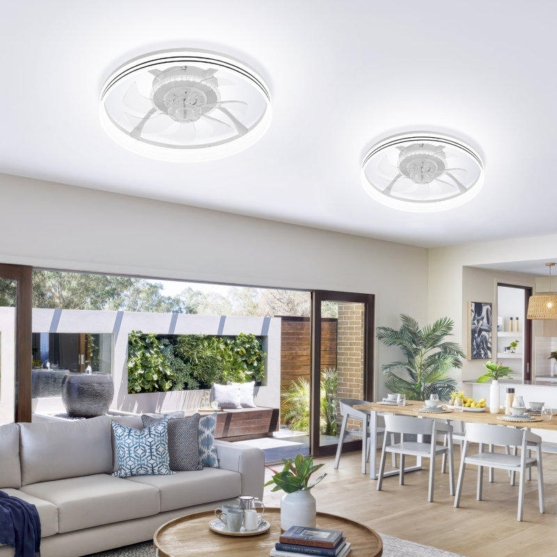 Ventilateur de plafond encastré 18,8 po RVB avec lumières DEL, ventilateur de plafond avec télécommande et ensemble d'éclairage inclus