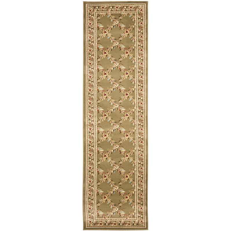 Klose Oriental Olive/Red/White Area Rug, Runner 2'3" x 8'