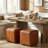 Genuine Leather Cube Ottoman, Saddle Brown