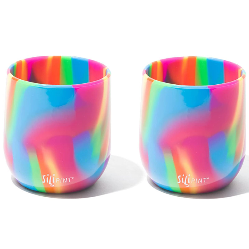 Silipint: Verre à vin sans pied 12 oz en silicone: Paquet de 2 houblons hippie - réutilisable, flexible et incassable