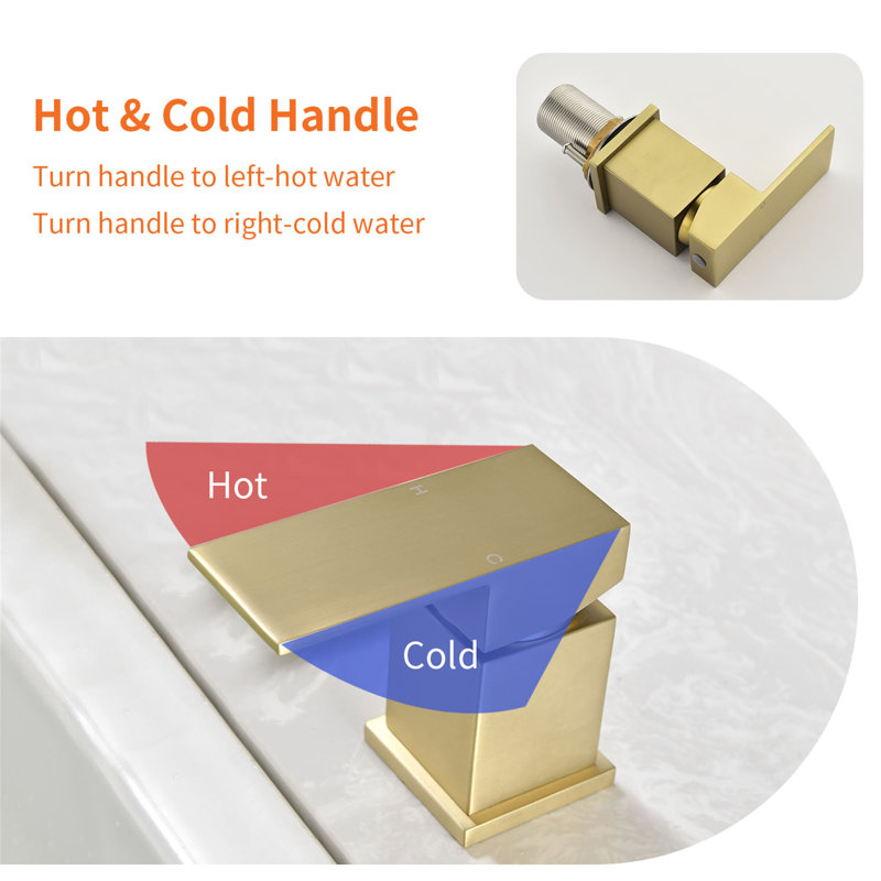 4 Hole Deck Mounted Tub Faucet With Handheld Shower Waterfall Bathtub Faucets Brass Single Handle Tub Fillers With Valve