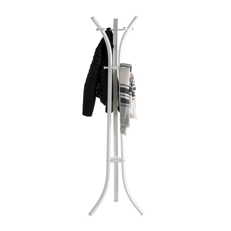 Sparta Steel Freestanding 9 - Hook Coat Rack, White