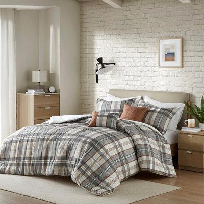 Édredon double / grand écossais, 2 taies décoratives, coussins décoratifs, rembourrage, imprimé de literie de conception classique,