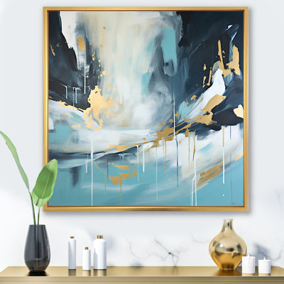 Or et bleu, expression abstraite 2 - Art mural abstrait