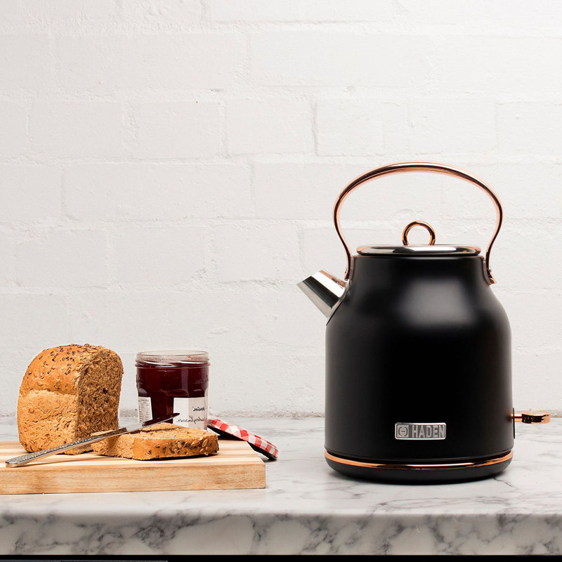 Bouilloire en acier inoxydable 1,7 L HADEN Heritage, Noir / Cuivre