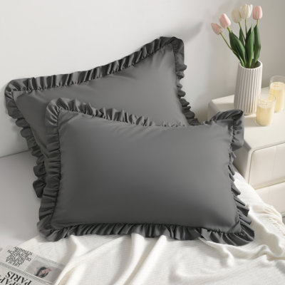 Paquet de 2 taies décoratives à bord froncé, enveloppes décoratives pour chambre à coucher