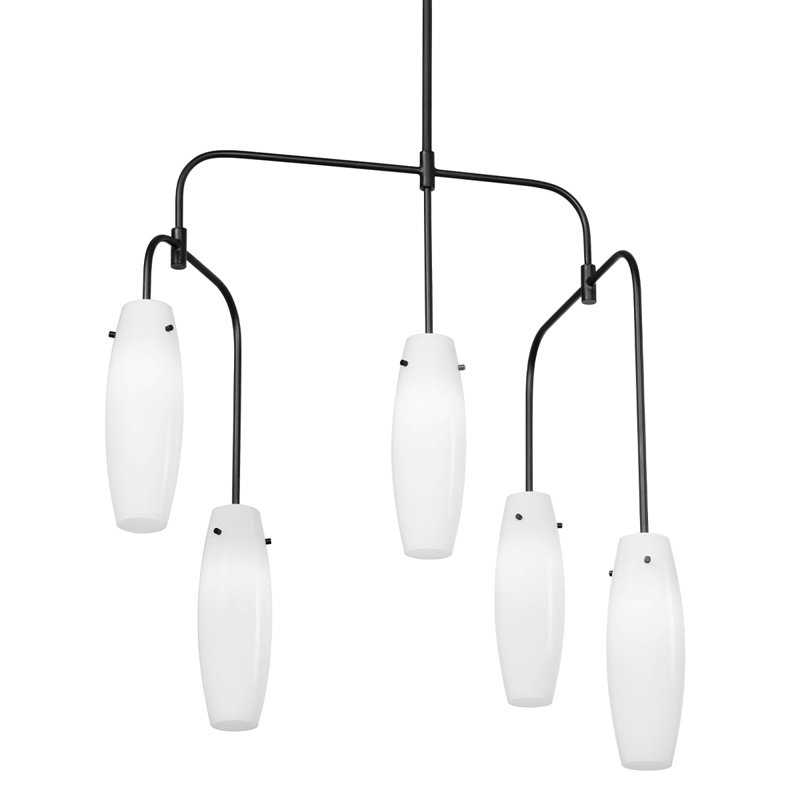 Lustre 5 lumières cyan - noir doux