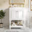 Meuble-lavabo de 24 po avec tablettes ouvertes et armoire avec portes-122961396