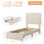 Structure de lit simple avec tiroir sous le lit, lit plateforme tapissier blanc Boucle avec tête de lit Wave pour enfants, support de lattes en bois, aucun sommier nécessaire, blanc