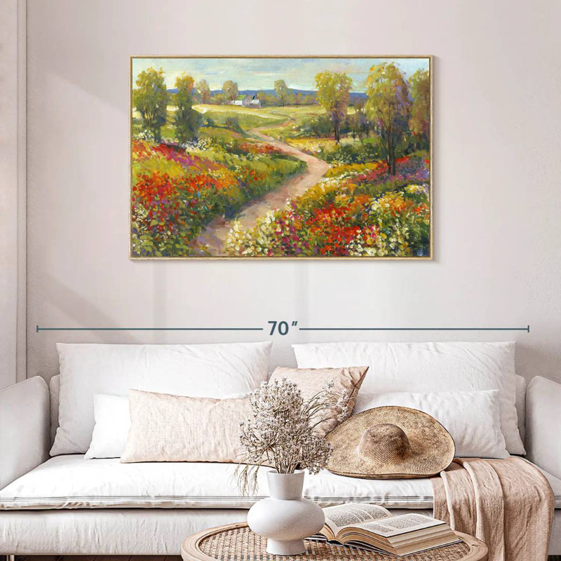Promenade matinale II, Cadre flottant en bois naturel, 43 po x 29 po