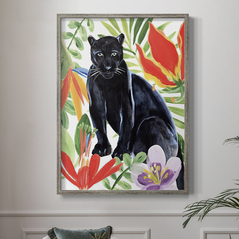 Panther's Paradise II, reproduction encadrée - bois massif