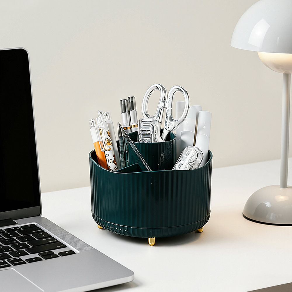 Modern Rotating Desk Pen Holder & Cosmetic Storage Organizer