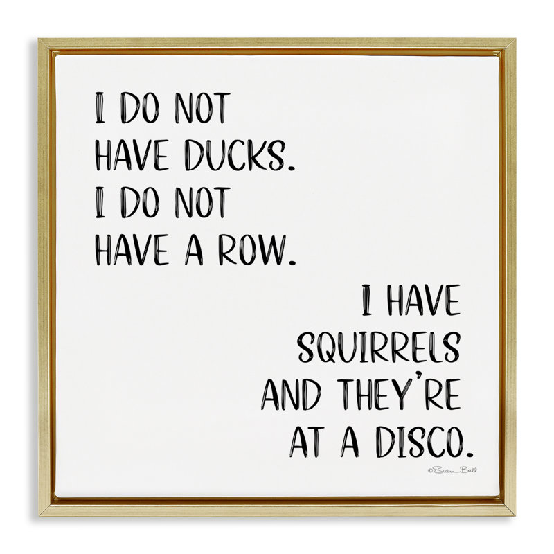 «Sassy Squirrels At Disco», art mural encadré par Susan Ball, H 25 po x l 25 po, Cadre flottant noir de jais