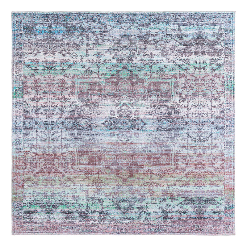 Tapis oriental gris / bleu Ashington, Carré 10 pi 6 po x 10 pi 6 po