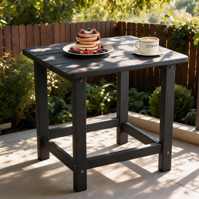 Table d'appoint carrée pour l'extérieur, table de bout pour patio en PEHD, résistant aux intempéries, porche de plage, noir