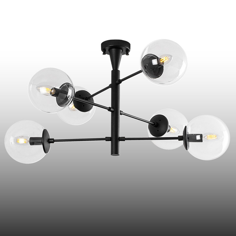 Lustre spoutnik 6 lumières, Clair, Noir
