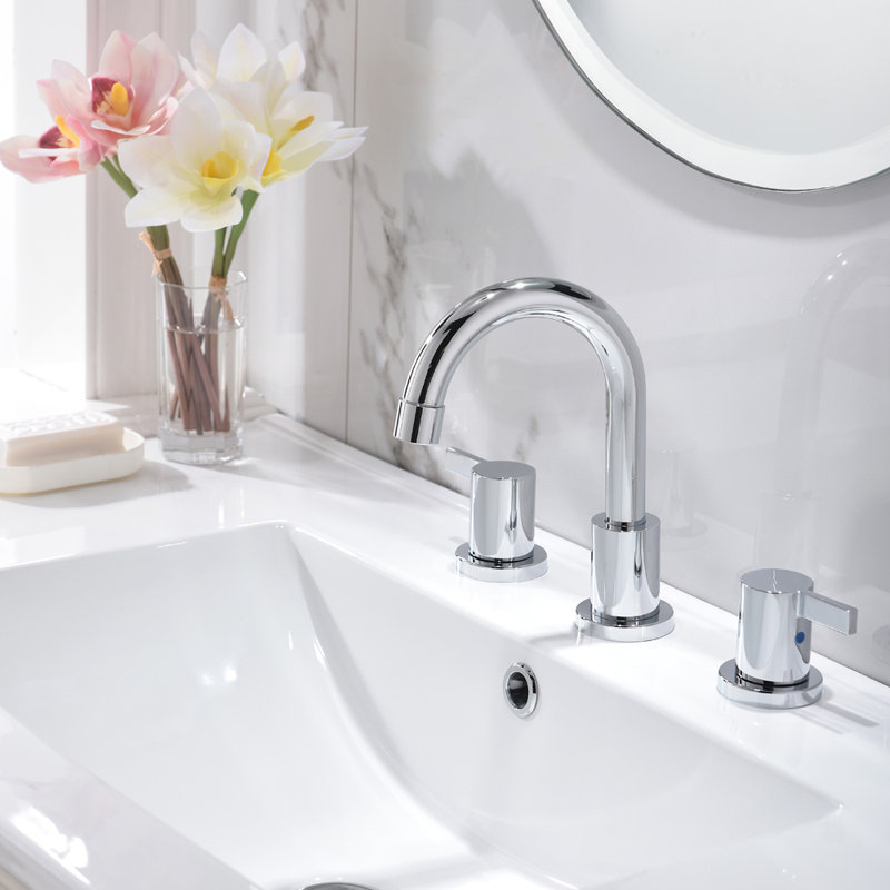2-handle Bathroom Faucet with Drain Assembly, Chrome