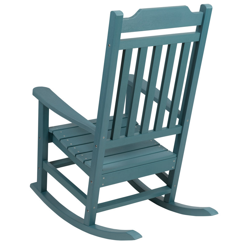 Teal All-Weather Poly Resin Wood Rocking Chair