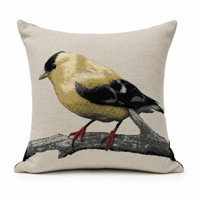 Embroidered Feather Reversible Throw Pillow