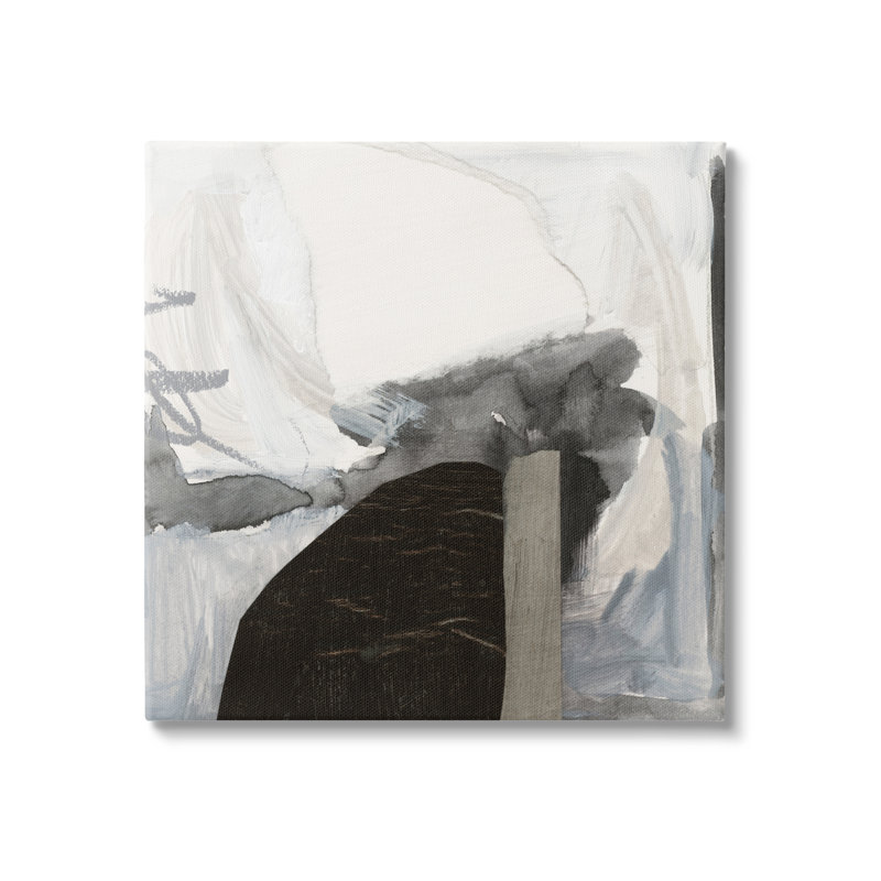 «Curved Black Forms Scribble Shapes Abstract» par Victoria Barnes - peinture sur toile tendue, H 36 po x l 36 po x P 1,5 po