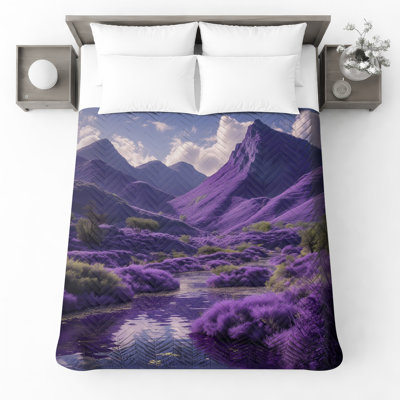 Couvre-lit matelassé Lavender Mountain Landscape