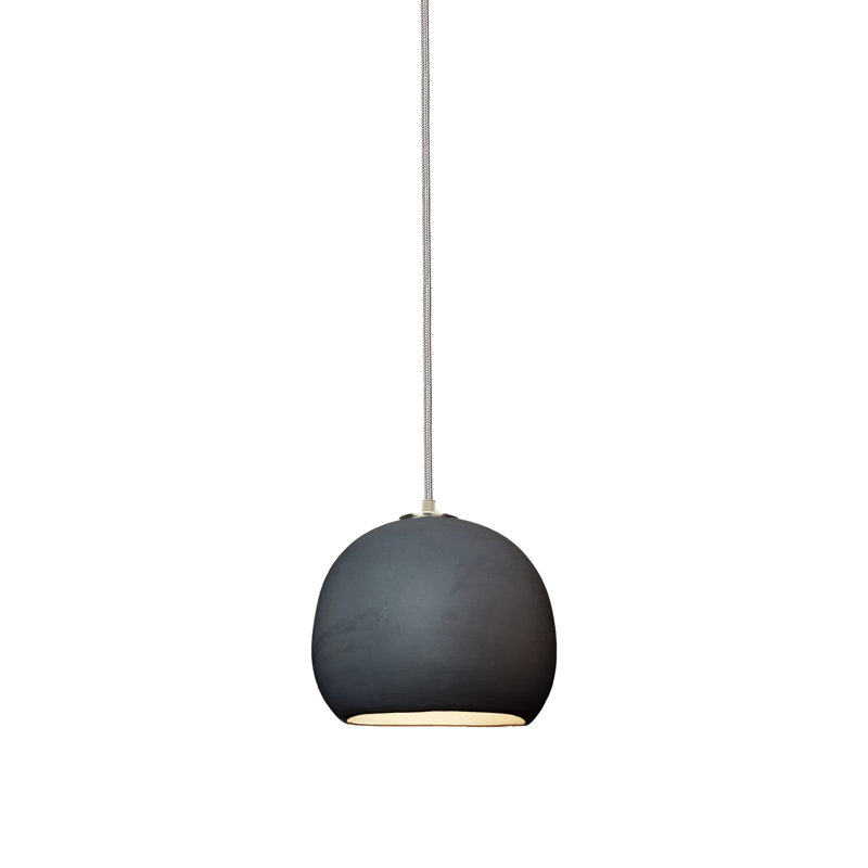 Luminaire suspendu 1 lumière collection Clay, Cordon tressé en nickel, Noir