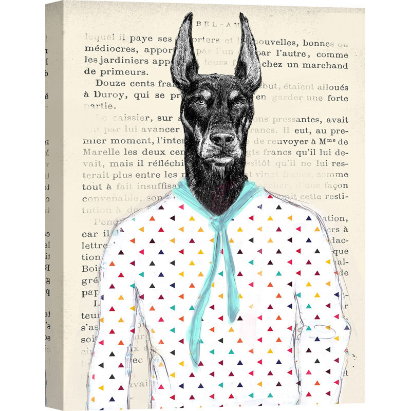 Modern Dandy Doberman by Matt Spencer - Wrapped Canvas Print, 100cm H x 70cm W x 4cm D