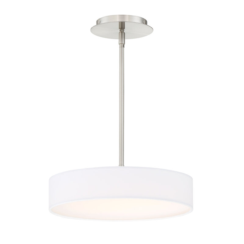 14" Manhattan Dimmable LED Pendant, 2700K Color Temperature, Brushed Nickel, Brushed Nickel, 5" H x 14" W x 14" D