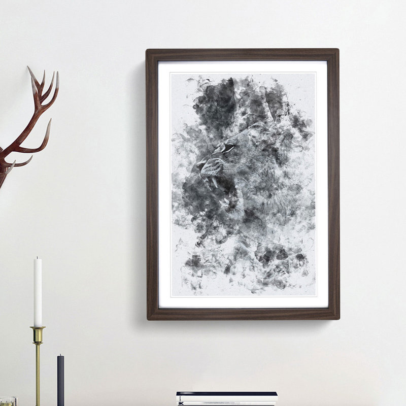 Fierce Lioness - Picture Frame Painting Print, Walnut Framed, 87cm H x 62cm W x 2cm D